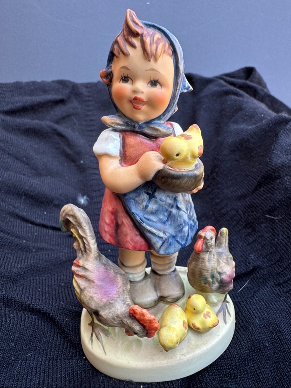 Feeding chickens- Hummel Goebels Hand-Painted Figurine